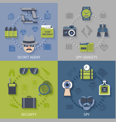 Spy Gadgets 4 Flat Icons Composition