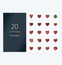 20 Heart Line Filled Icon For Presentation