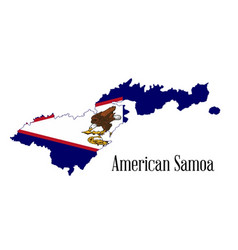 American Samoa Outline Map With Flag