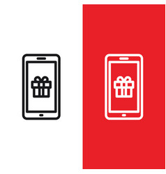 Christmas Xmas Mobile Phone Icon In Outline