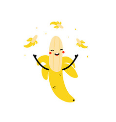 Happy Half Peeled Banana Character