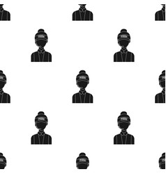 Saleswoman Icon In Black Style Isolated On White