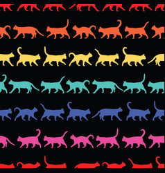 Colorful Horizontal Stripes Of Walking Cats