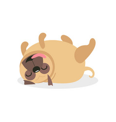 Cute Pug Dog Character Sleeping On Its Back Pet