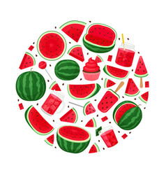 Fresh Watermelon Round Composition Design