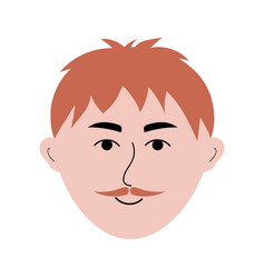 Red-haired Man Face With Mustache In Doodle Style