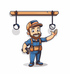 Handyman With Hammer And Wrench In Cartoon Style