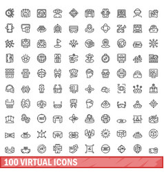 100 Virtual Icons Set Outline Style