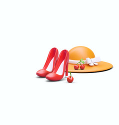 3d Women Sun Hat Ripe Cherries High Heels