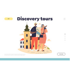 Discovery Tour Concept Of Landing Page With Happy