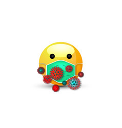 3d Cartoon Bubble Emoticon With Medical Mask Face