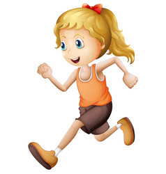 Blonde Girl Running Isolated