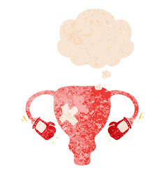 Cartoon Beat Up Uterus With Boxing Gloves