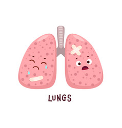 Human Lungs Sick Body Organ Cartoon Character