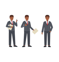 Office African American Man Character In Suit And