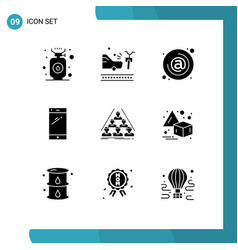 Set 9 Solid Glyphs On Grid For Iphone Mobile