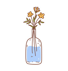 Cute Yellow Flowers In A Glass Vase