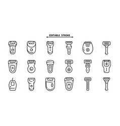 Epilator Icons Set Outline