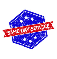 Hexagon Bicolor Same Day Service Stamp