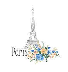 Paris Background Floral Sign With Flowers