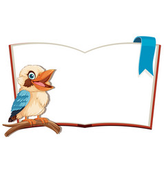 Cartoon Bird Perched On A Book With Blank Pages