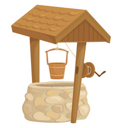 Cartoon Farm Well Icon Stone And Wooden Water