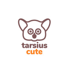 Mascot Cute Head Animal Tarsius Big Ears Line