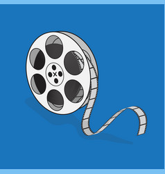 Movie Roll In Cartoon Design In Blue Background