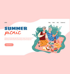 Old Couple On Summer Picnic - Website Banner