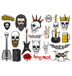 Rock And Punk Music Engraved Icons Set