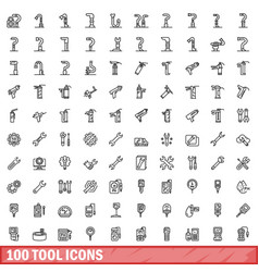 100 Tool Icons Set Outline Style