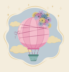 Hot Air Balloon And Clouds Postcard Flat