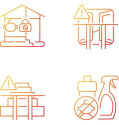 Safety Precaution At Home Gradient Linear Icons