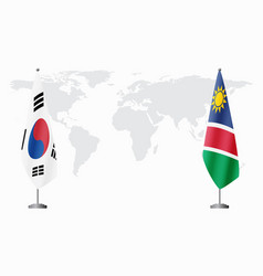 South Korea And Namibia Flags For Official Meeting