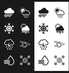 Set Windy Weather Snowflake Cloud With Rain Snow