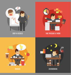 Stress At Work Flat Icons Composition