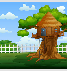 Wooden Treehouse In Garden