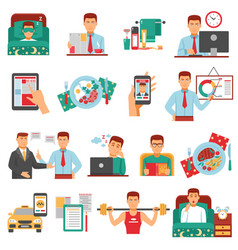 Man Daily Routine Icon Set