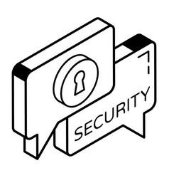 Secure Messaging Outline Isometric Icon