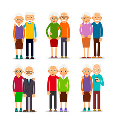 Six Couple Older People People Stand In Pairs