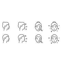 Woman And Man Faces Outline Icon Pimples On Face