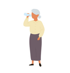 Old Woman Drinking Water From Bottle