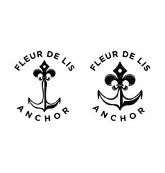 Set Logo Rustic Vintage Fleur De Lis And Anchor De