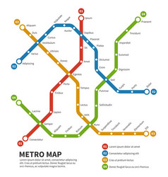 Subway Metro Map Template Of City