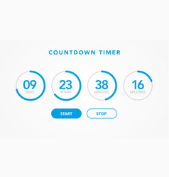 Website element flat digital clock countdown timer
