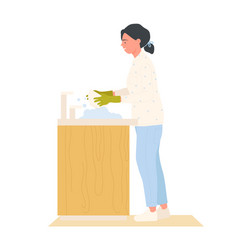 Woman Washing Kitchen Dishes