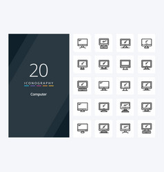 20 Computer Outline Icon For Presentation