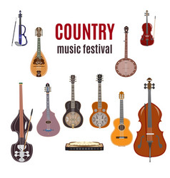 Set Country Music Instruments Flat