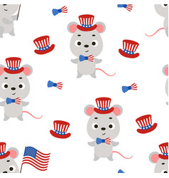 Cute Little Mouse In Usa Patriotic Hat Seamless