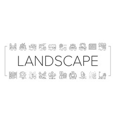 Landscape Design And Accessories Icons Set